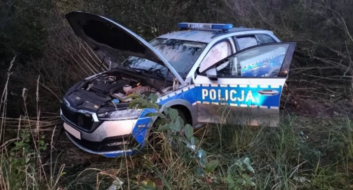 Policjanci ścigali nietrzeźwego kierowcę, wylądowali w rowie 