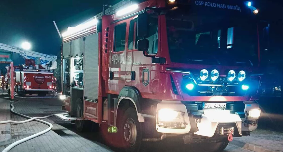 Pożar na terenie zakładu produkcyjnego w miejscowości Koło