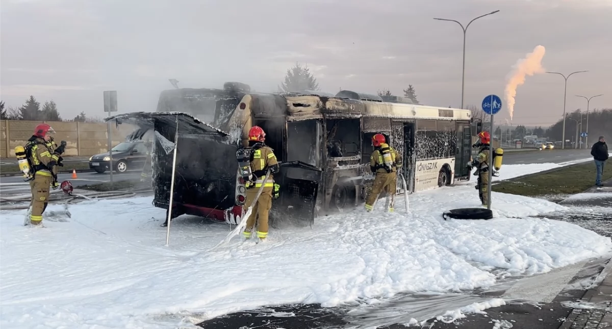 Pożar autobusu MZK na ul. Kleczewskiej