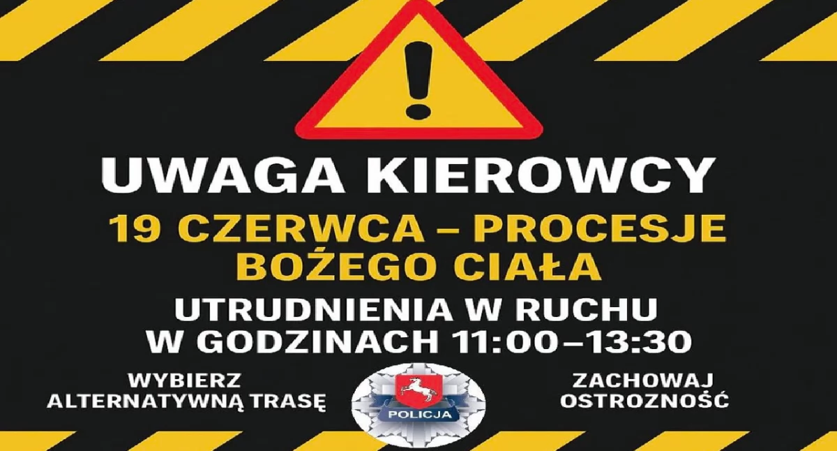 Utrudnienia w ruchu 19 czerwca – procesje Bożego Ciała w Koninie i okolicach