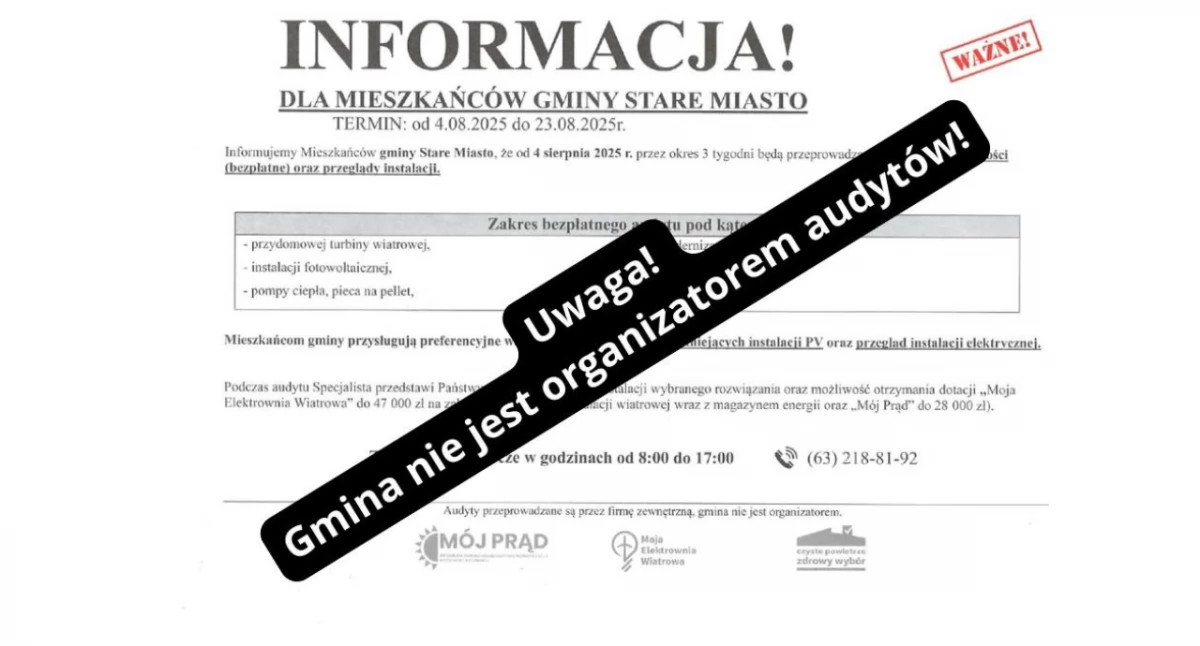 Uwaga, mieszkańcy Gminy Stare Miasto!