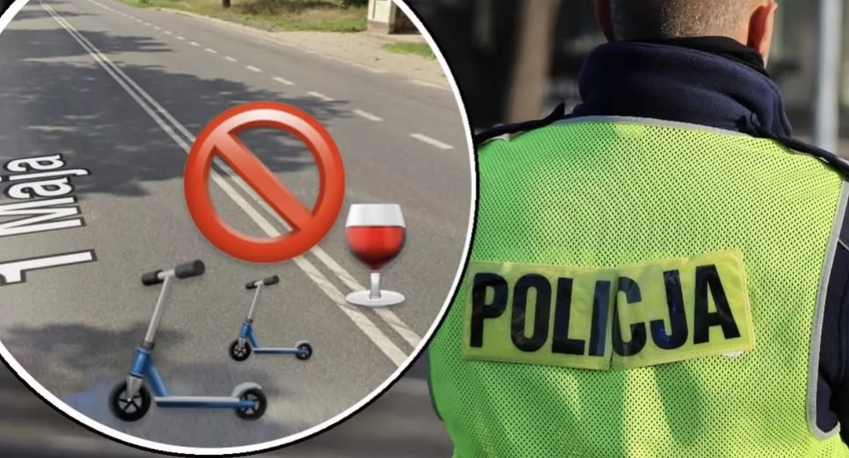 Nietrzeźwa matka i 13-letni syn na hulajnogach po krajówce! Policjanci z Konina interweniowali na DK92