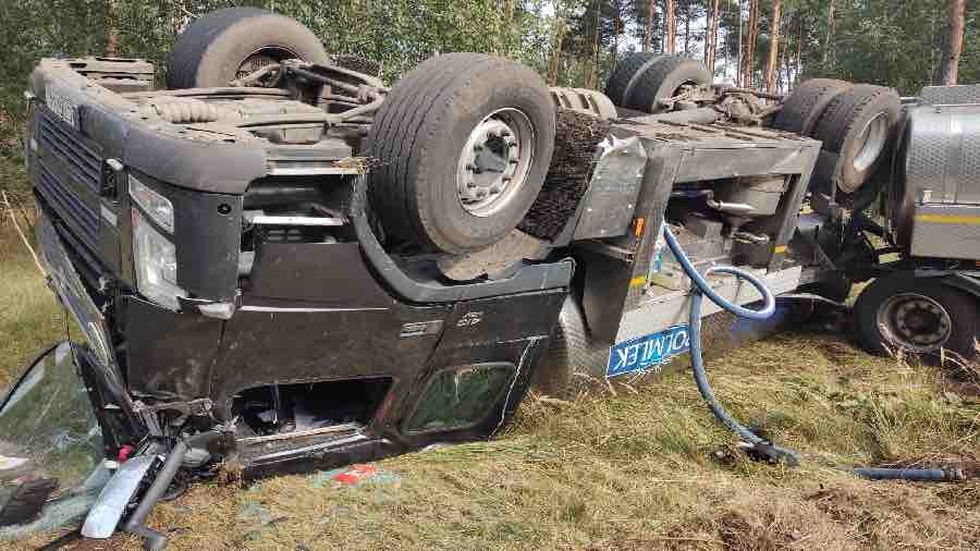 Wypadek autocysterny w miejscowości Lipiny