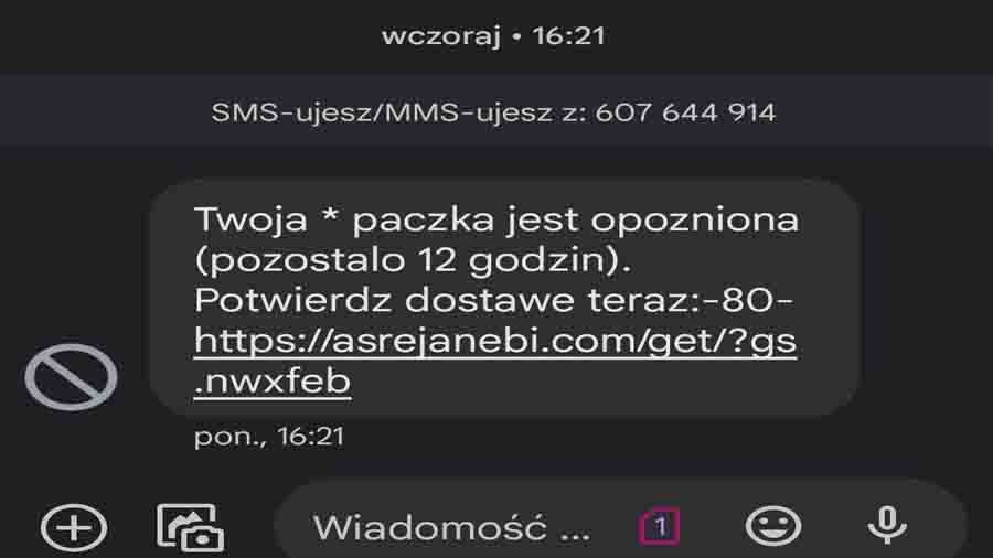 UWAGA na fałszywe sms-y, nie klikaj w podejrzane linki