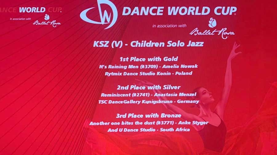 Światowe finały Dance World Cup, tancerka Rytmix z medalem