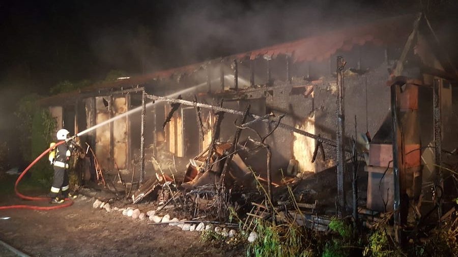 Pożar domku letniskowego