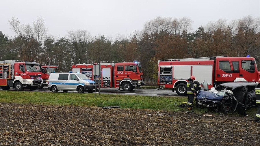 Wypadek oraz pożar na ulicy Przemysłowej