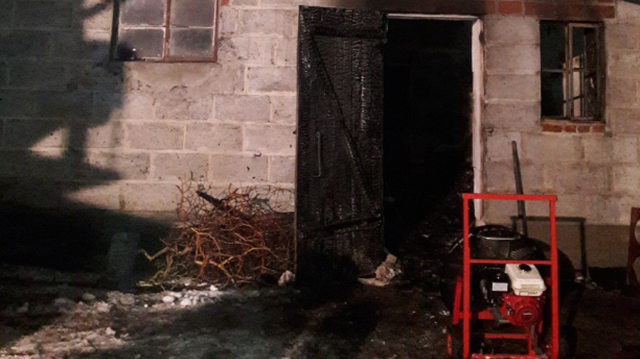 Pożar budynku gospodarczego