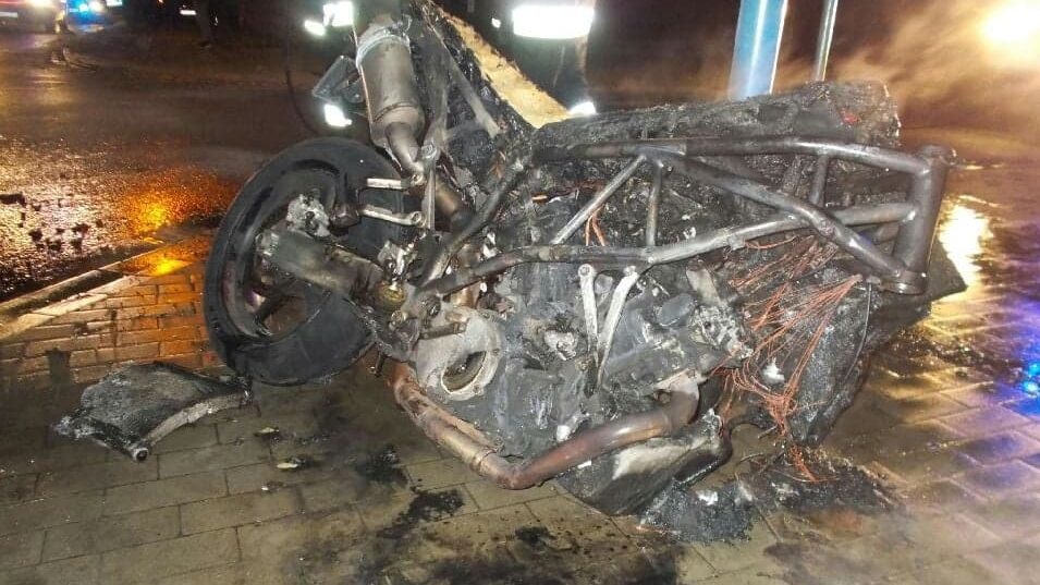 Spłonął motocykl