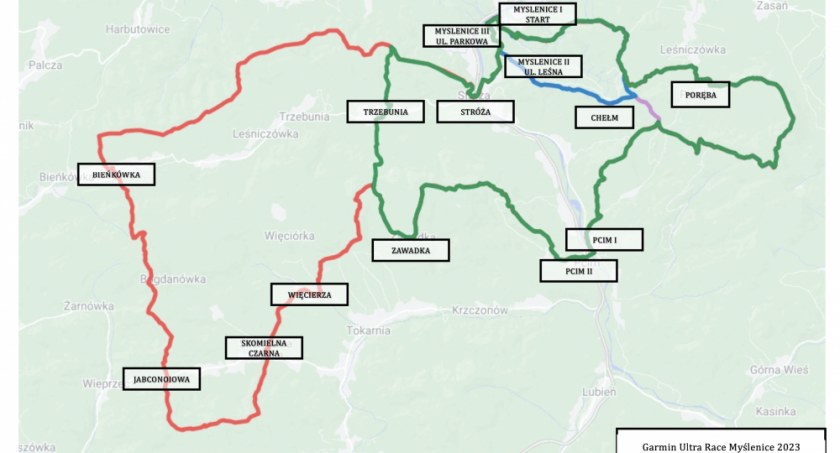 W tych miejscach spodziewajcie się biegaczy Garmin Ultra Race Myślenice 