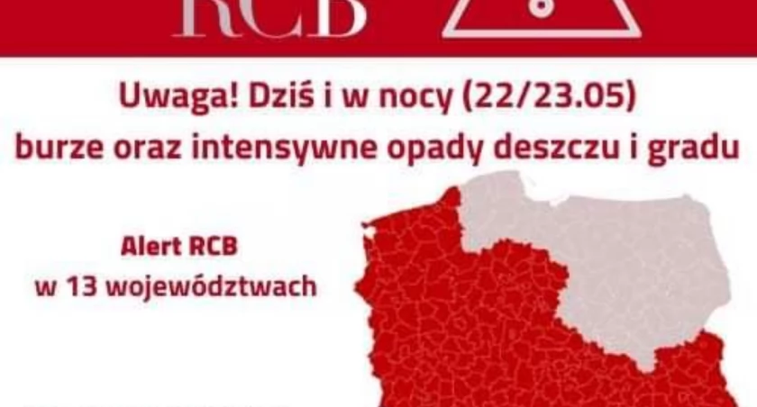 POWIAT MYŚLENICKI 22.05.2024 : Trzeci stopień ostrzeżeń meteorologicznych