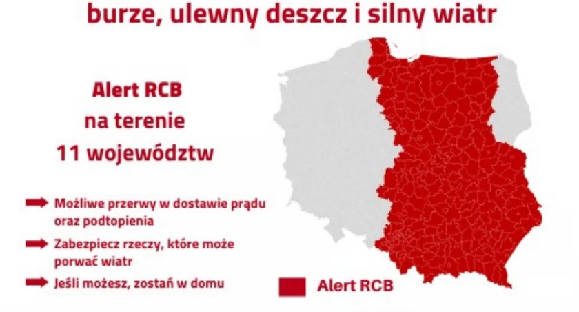 Alert RCB- uwaga na burze, ulewny deszcz i silny wiatr 