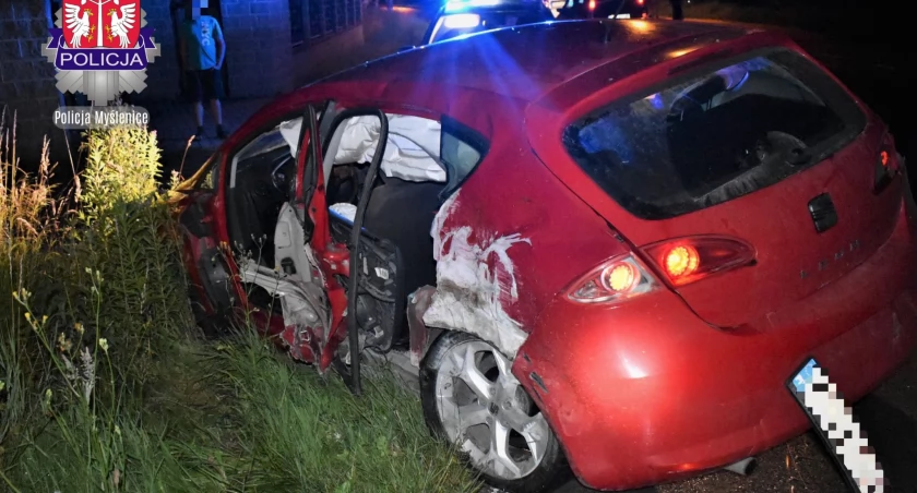 Sułkowice. Alkohol, kradzież samochodu  i finał w rowie, a w akcji dwóch 15-latków 