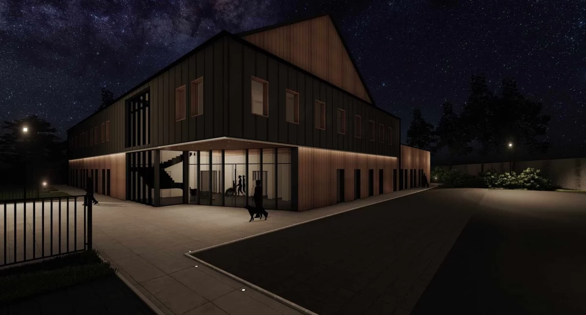 Zbiórka WSPIERAM PSONI oraz nocna wizualizacja projektu budynku Centrum Wsparcia PSONI
