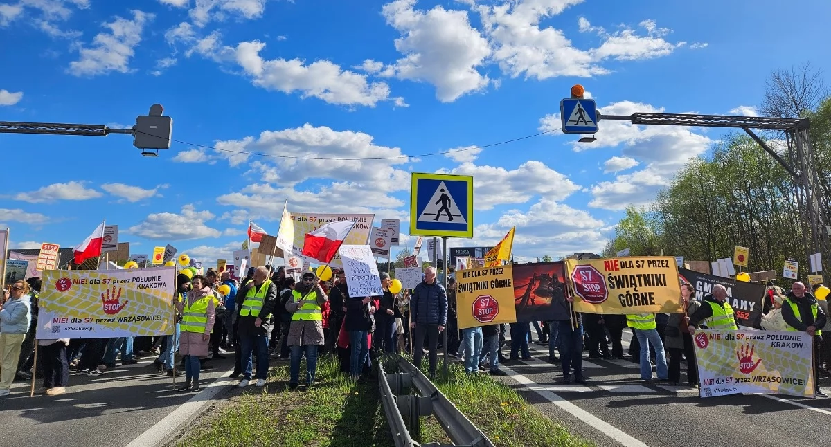 Głogoczów. Protest na zakopiance- znów głośno wybrzmiewa NIE dla S7 