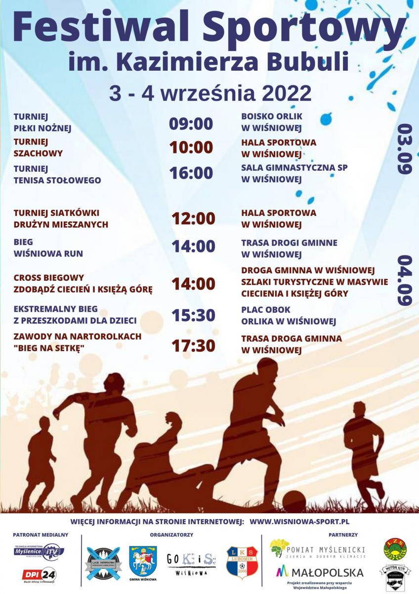 Festiwal Sportowy im. Kazimierza Bubuli 2022 - będzie się działo! 3-4 września Wiśniowa