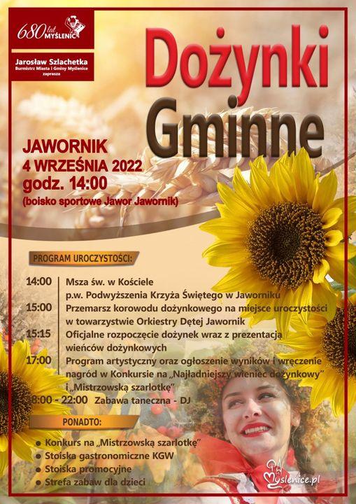 Dożynki Gminne w Jaworniku 2022. Gmina Myślenice zaprasza