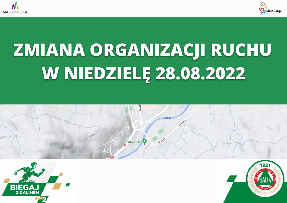 “Biegaj z Dalinem vol. 2” - biegi na 5 km i 10 km w Myślenicach, 28.08. 2022 r. - zmiany w organizacji ruchu oraz szczegółowe trasy biegów