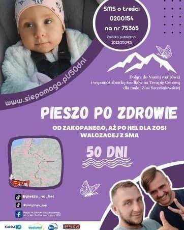 Wędrują z Zakopanego na Hel po zdrowie dla Zosi chorej na SMA. Już jutro w Myślenicach