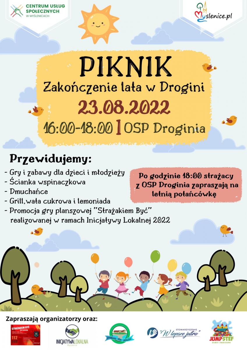 Centrum Aktywności Lokalnej i OSP Droginia zapraszają na piknik na zakończenie lata!