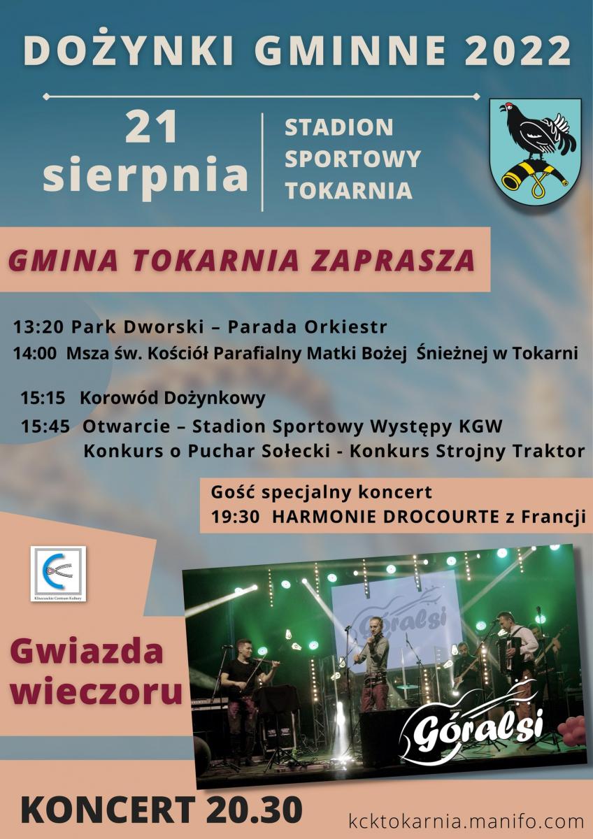 Dożynki w gminie Tokarnia 2022 - zaproszenie