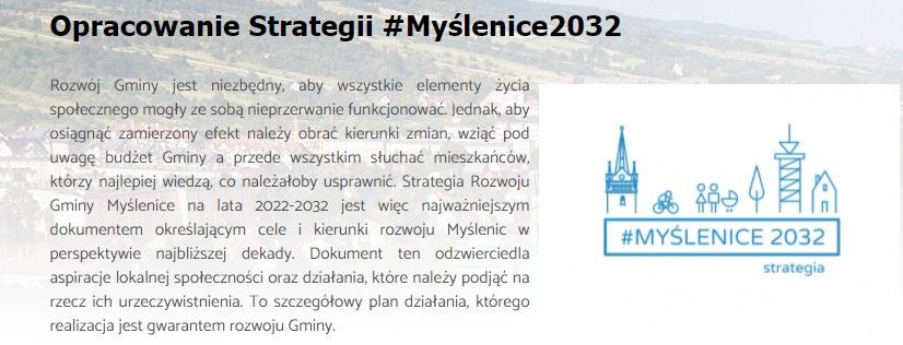 Konsultacje społeczne projektu Strategii Rozwoju Gminy Myślenice na lata 2022-2032