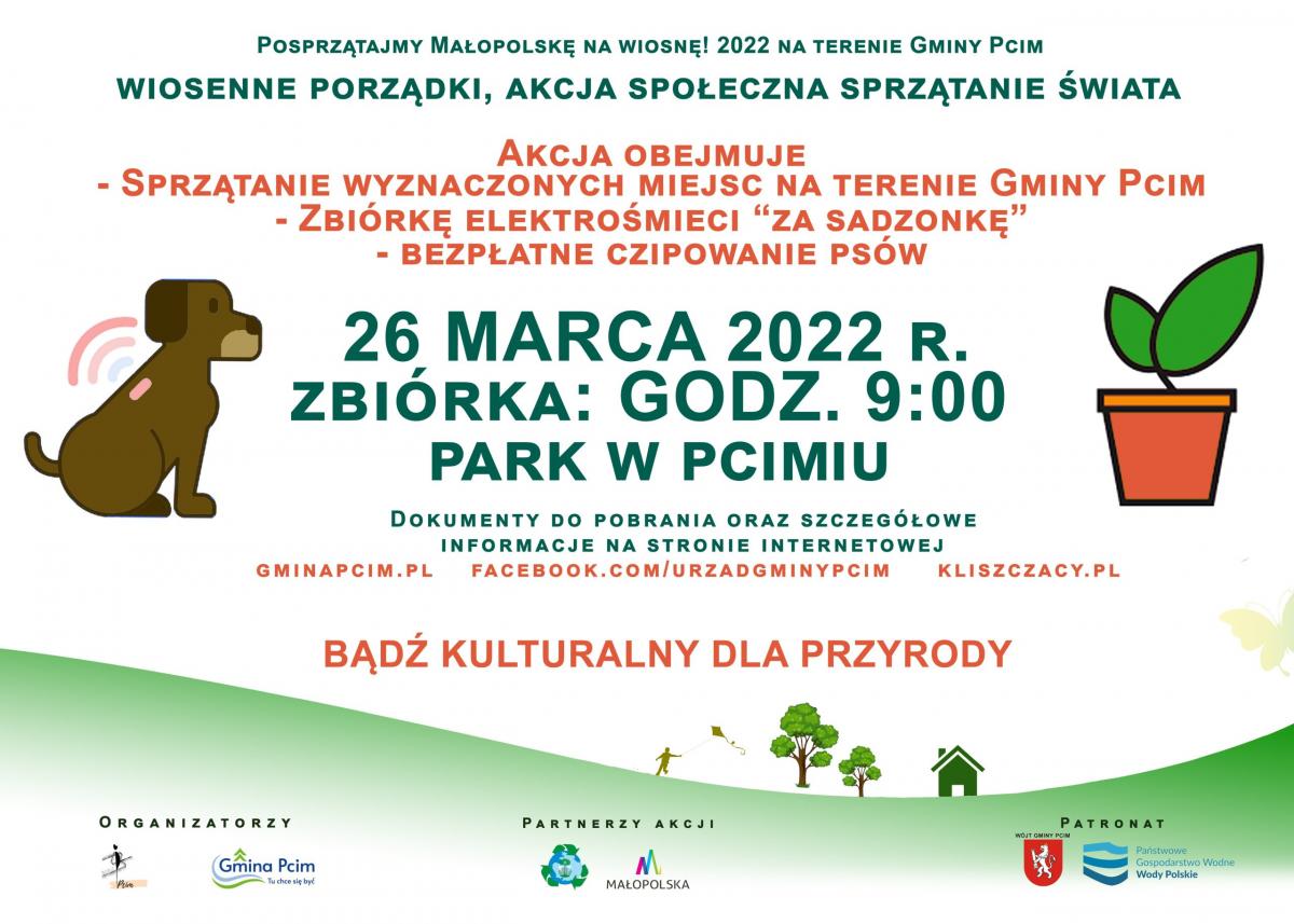 Gmina Pcim. W sobotę będzie wspólne sprzątanie, wymiana elektrośmieci na sadzonki oraz bezpłatne czipowanie psów