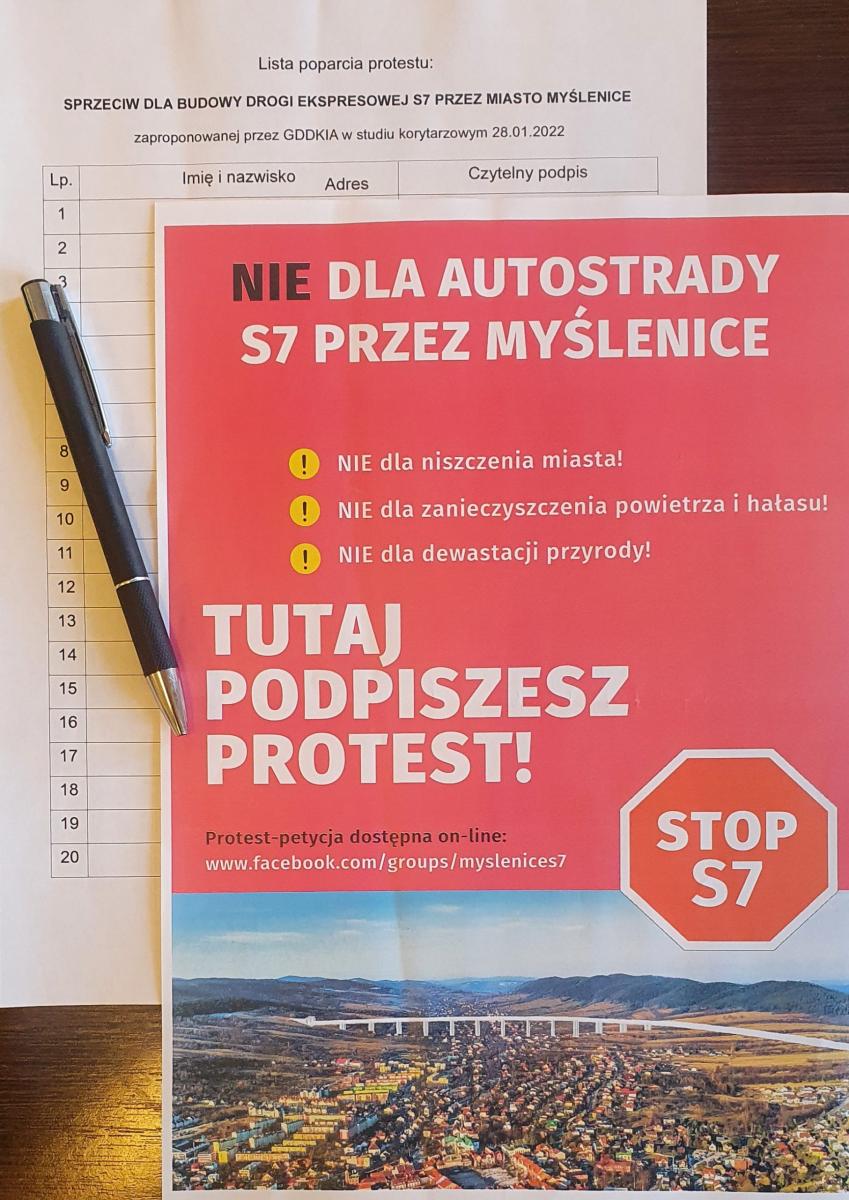 S7 Kraków - Myślenice. Czas na protest mieszkańców Myślenic. Podpisz petycję do końca marca!