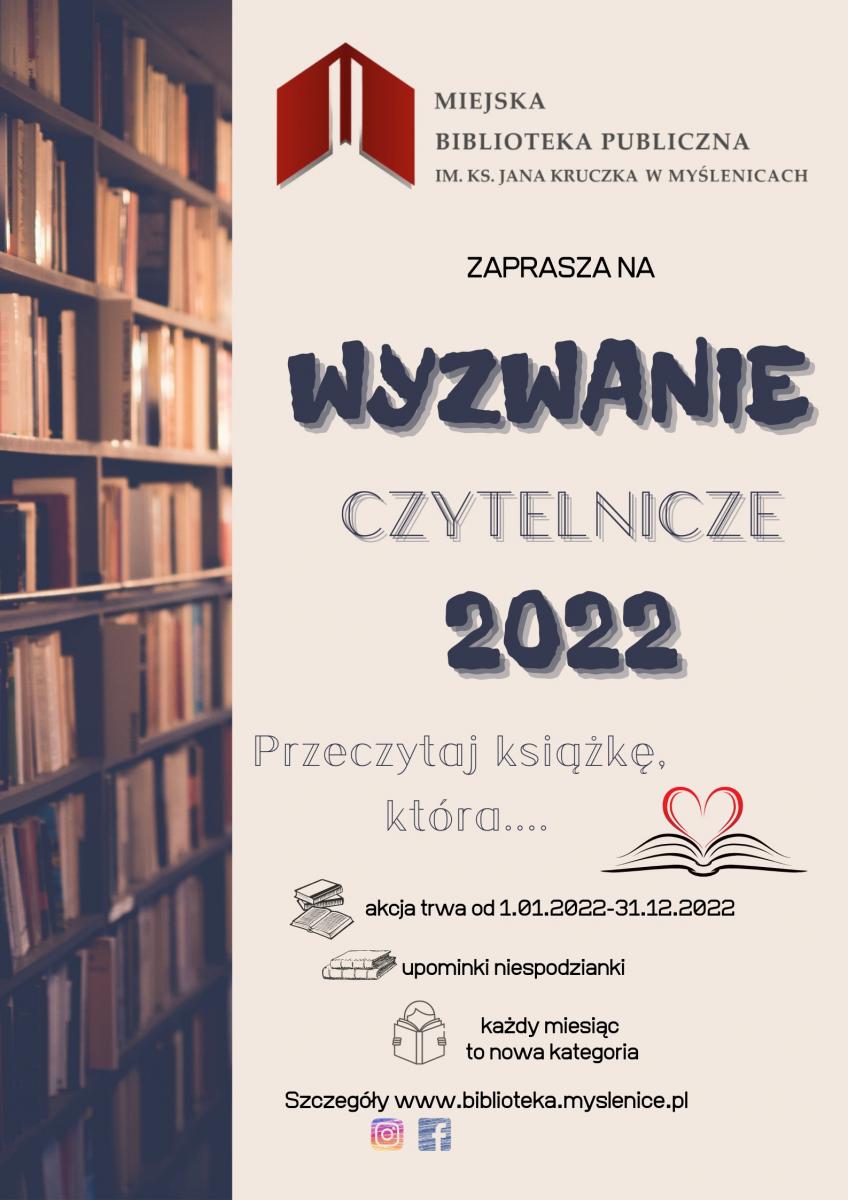Wyzwanie Czytelnicze 2022. Miejska Biblioteka w Myślenicach zaprasza do zaprasza czytelników do całorocznej zabawy! 