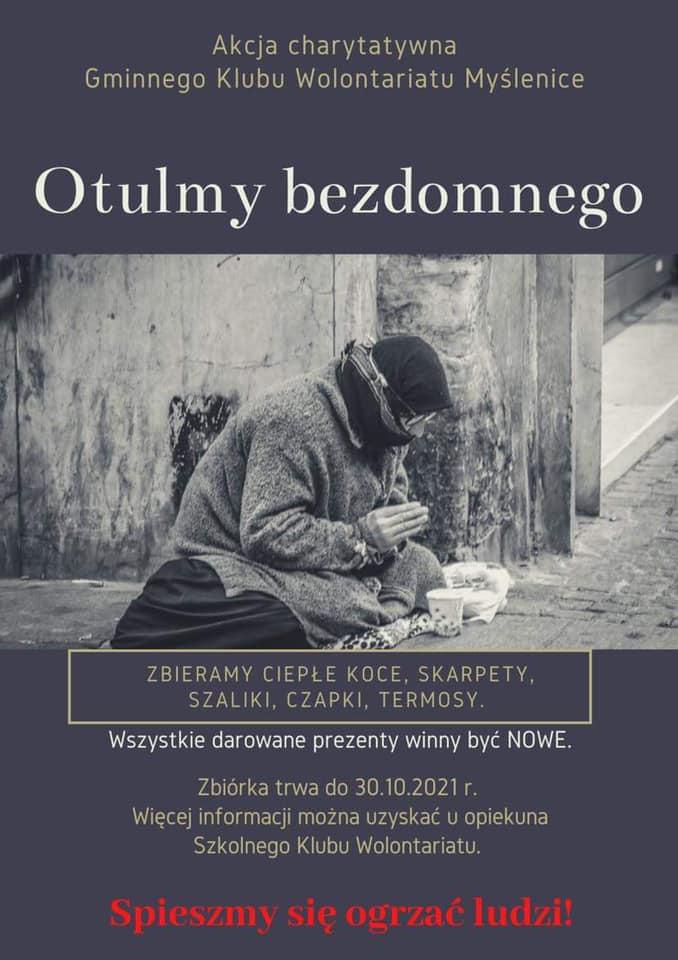 Otulmy bezdomnego: koce, czapki, szaliki...! Kolejna cenna akcja pomocy Klubu Wolontariatu Myślenice