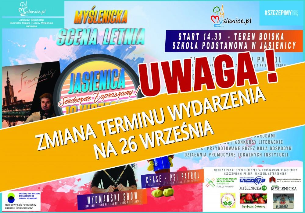 Zmiana terminu: Myślenicka Scena kończy lato w Jasienicy - zapraszamy 26 września!