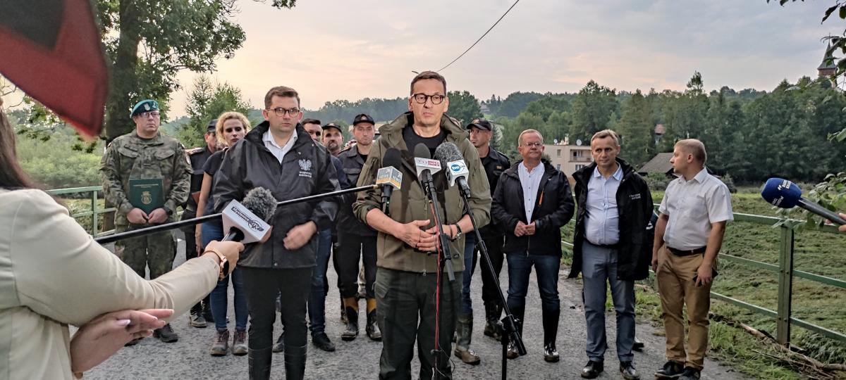Głogoczów. Konferencja prasowa z udziałem premiera Mateusza Morawieckiego