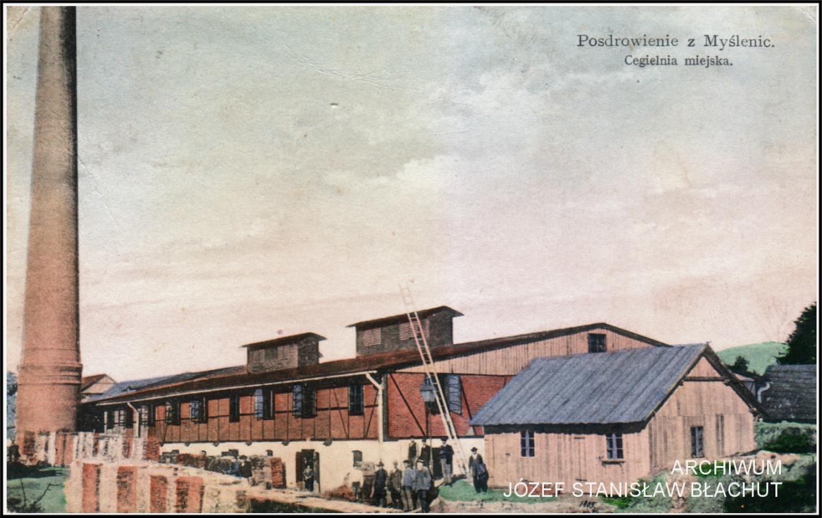 Perły Myślenic. Stara cegielnia, pocztówka sprzed 1914 roku