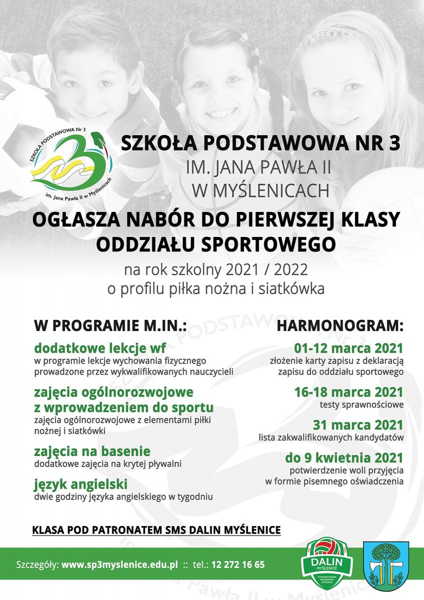 Nabór do pierwszej klasy sportowej - Szkoła Podstawowa nr 3