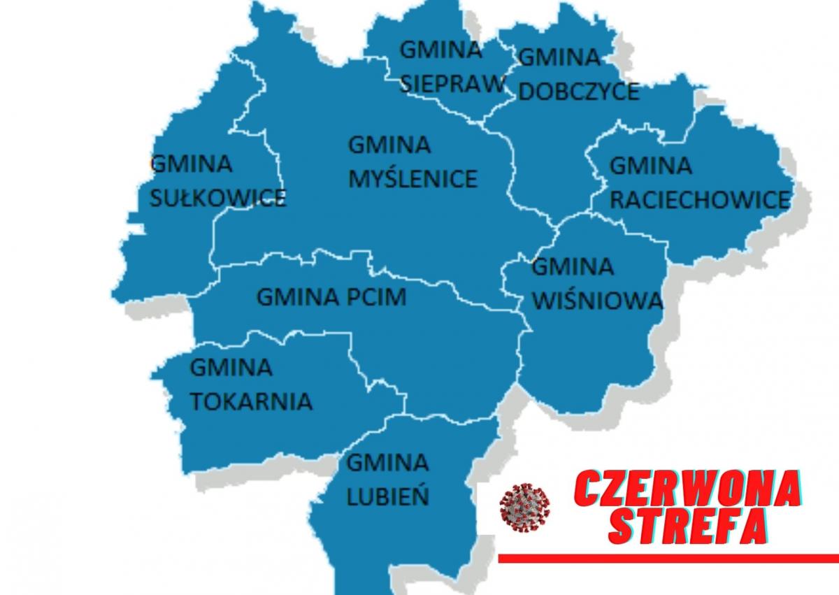 Cały kraj objęty żółtą strefą. Powiat myślenicki pozostaje w  strefie czerwonej