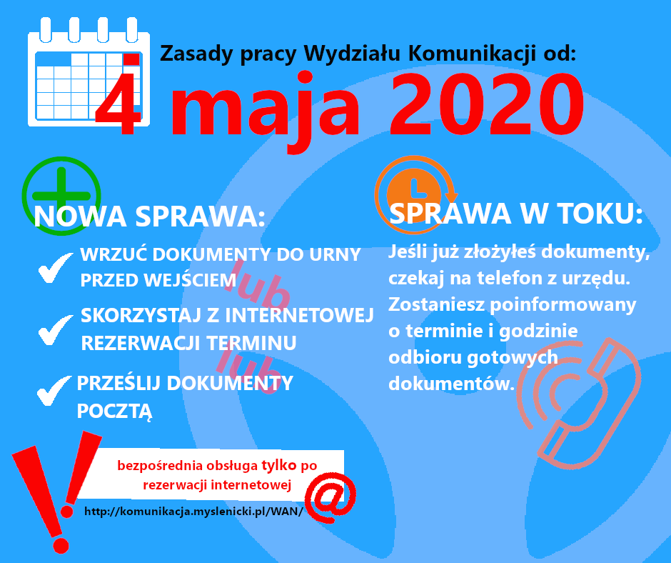 Zasady Pracy Wydziału Komunikacji Starostwa Powiatowego w Myślenicach
