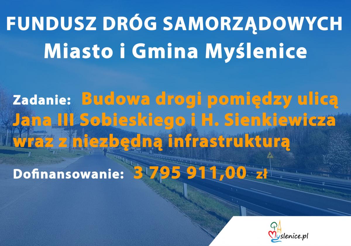 Gmina Myślenice. Ponad 3 mln 795 tys. złotych dofinansowania na budowę drogi gminnej