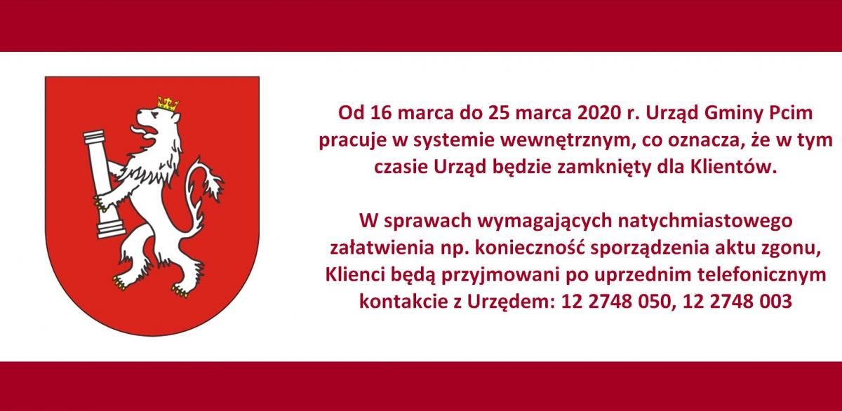 Działalność Urzędu Gminy Pcim w najbliższym czasie