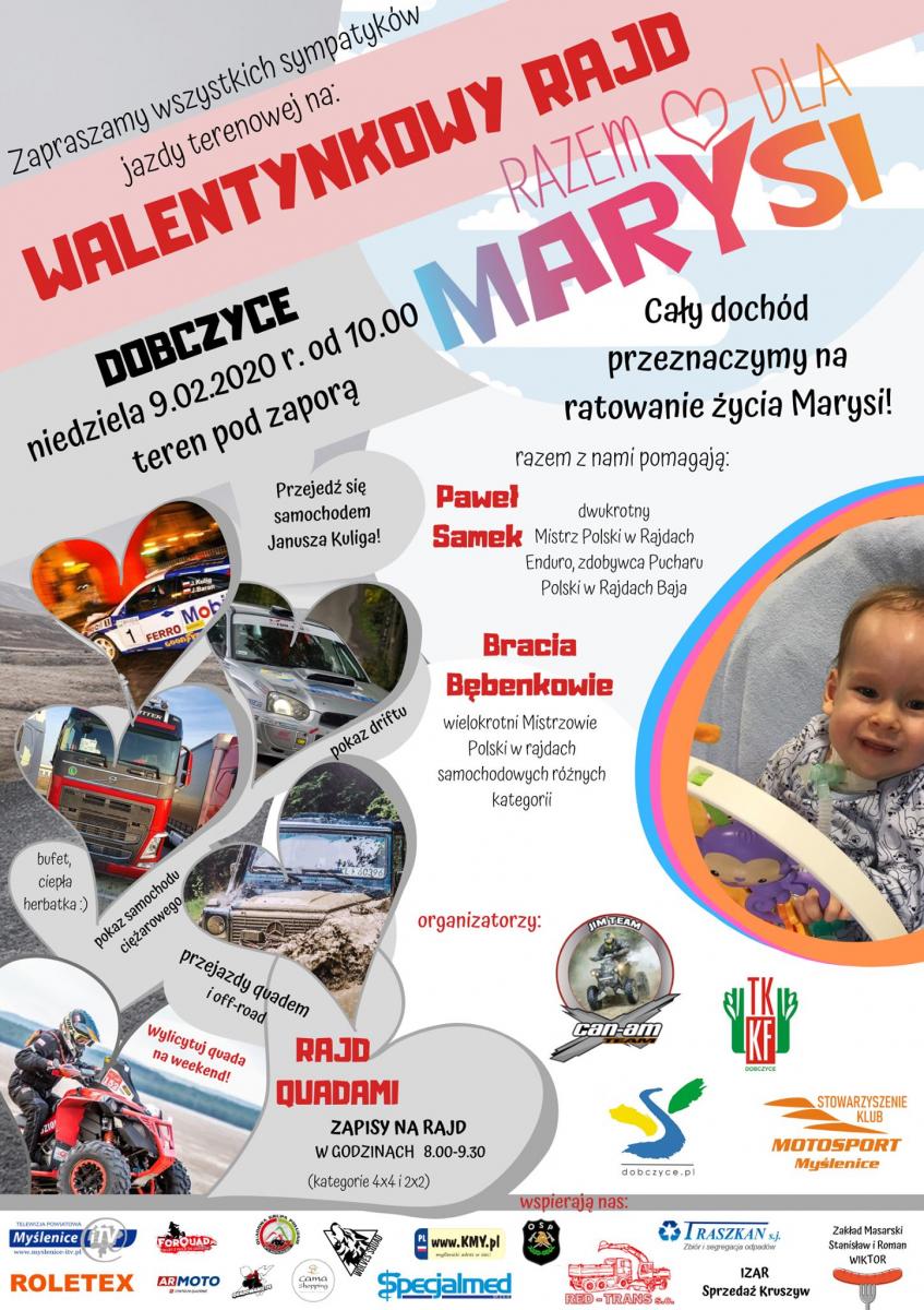 Rajd Walentynkowy - Razem dla Marysi w Dobczycach. Zapraszamy!!!