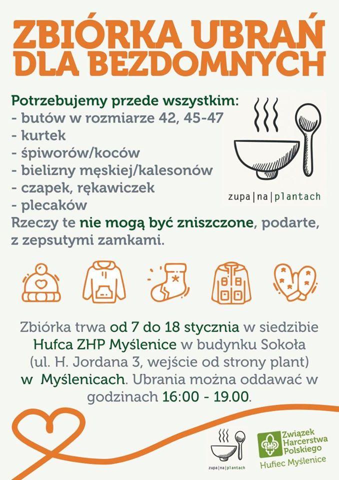 Harcerze z Hufca ZHP Myślenice organizują zbiórkę ubrań dla bezdomnych