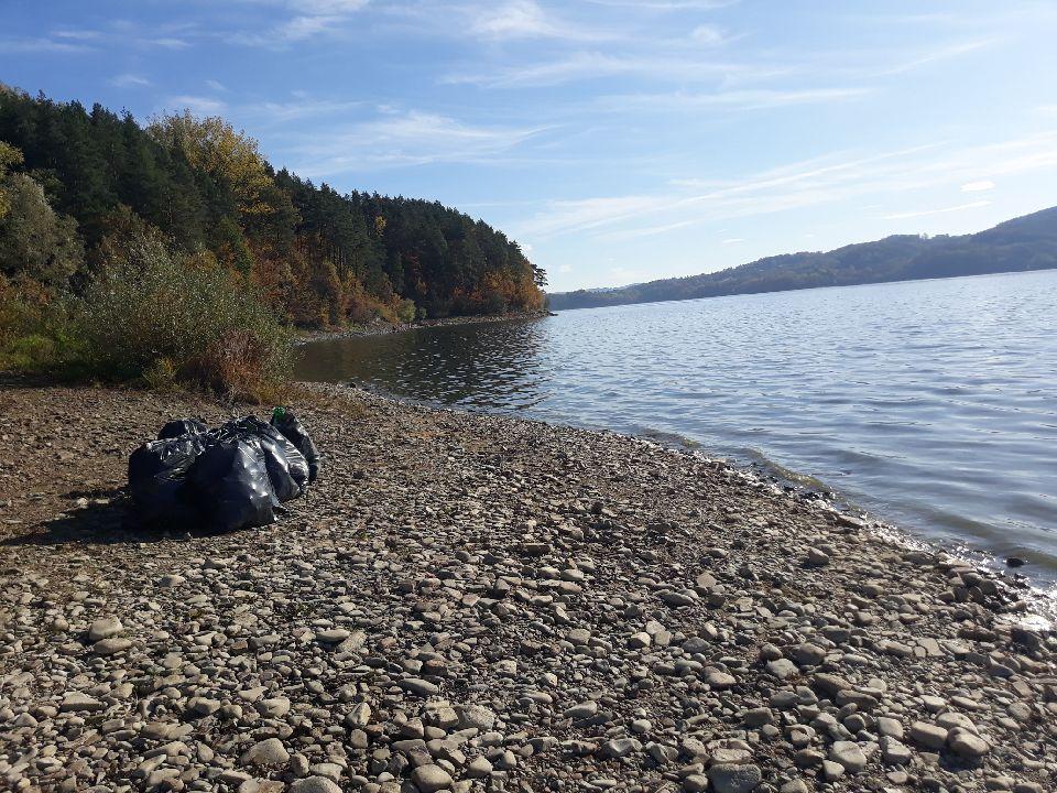 Sprzątanie brzegów jeziora dobczyckiego