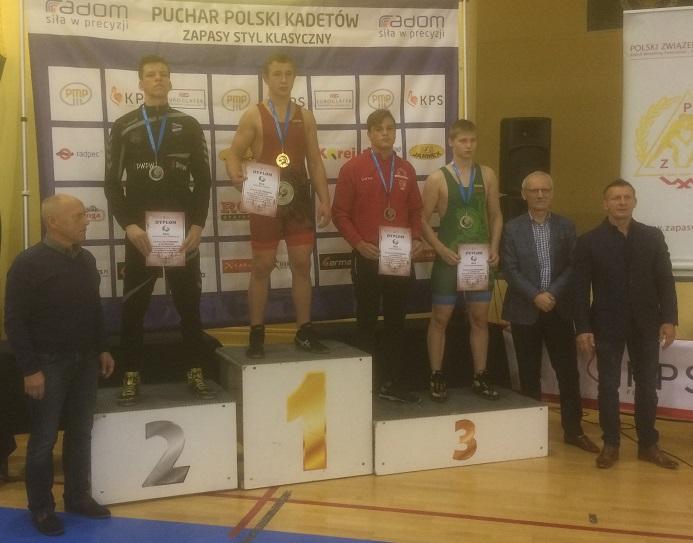 Jan Mastela na podium Pucharu Polski Kadetów w Zapasach Styl Klasyczny w Radomiu