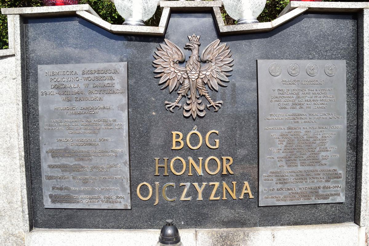 Bohaterzy bitwy w masywie góry Kotoń i ofiary pacyfikacji Zawadki- dla nich cześć i chwała