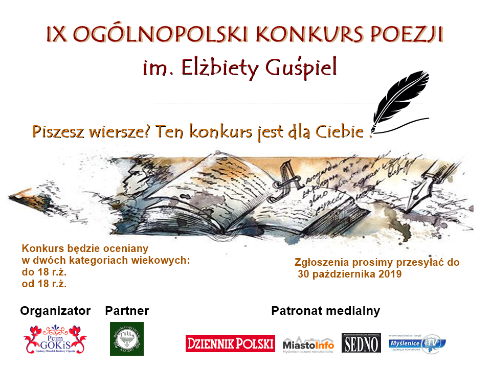 Zapraszamy do udziału w IX edycji Ogólnopolskiego Konkursu Poezji im. Elżbiety Guśpiel