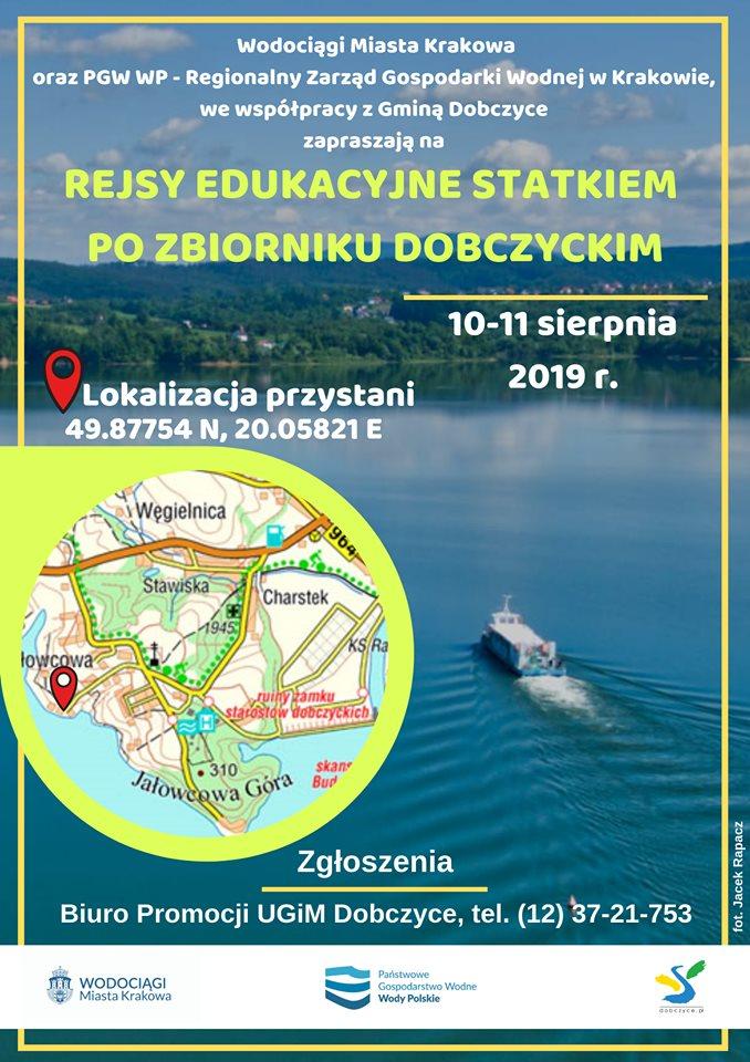 Edukacyjne rejsy statkiem po Zalewie Dobczyckim informujemy...