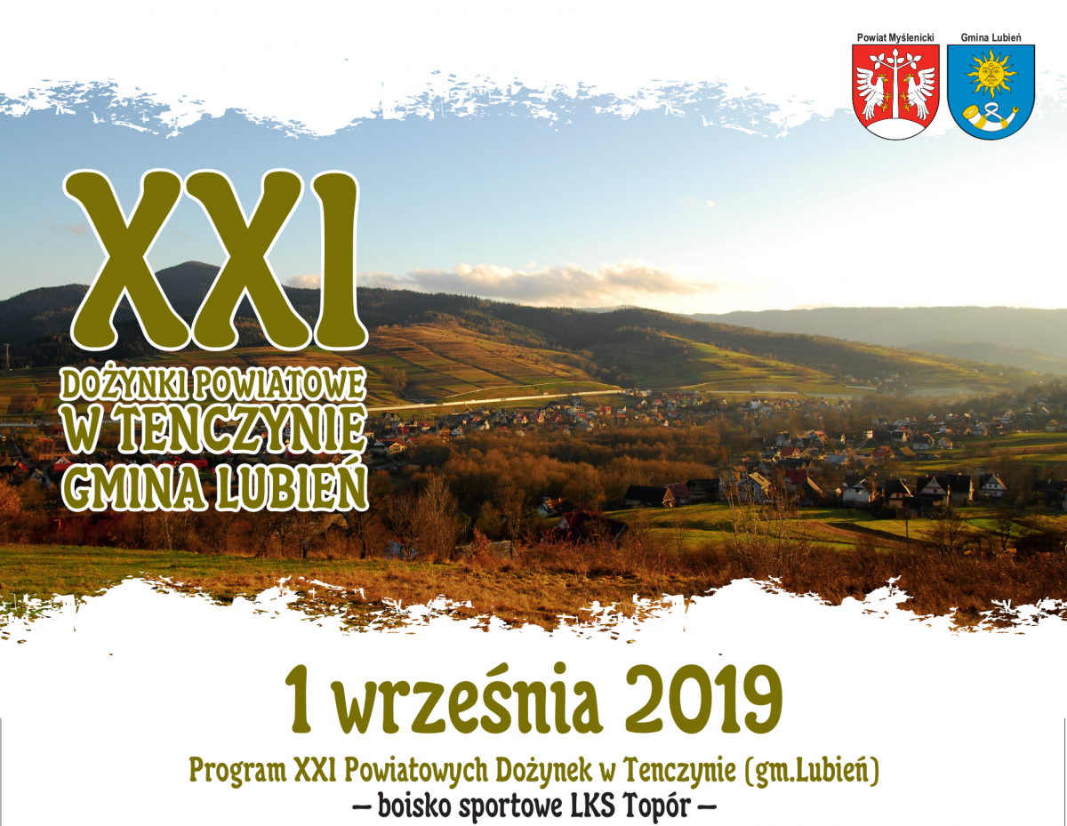 Zapraszamy na Dożynki Powiatu Myślenickiego- 1.09.2019