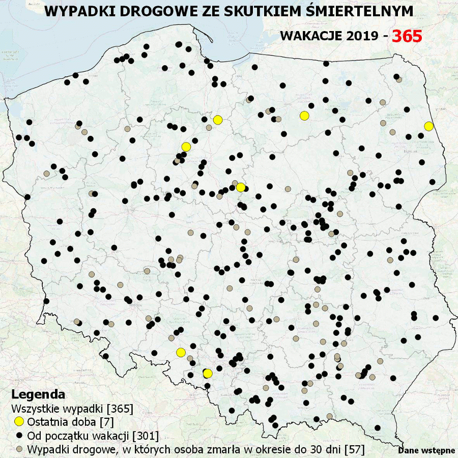 Ciągle przybywa punktów na mapie śmiertelnych wypadków drogowych