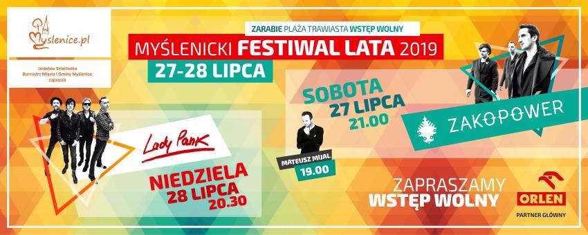 Program Myślenickiego Festiwalu Lata - Dni Myślenic 2019