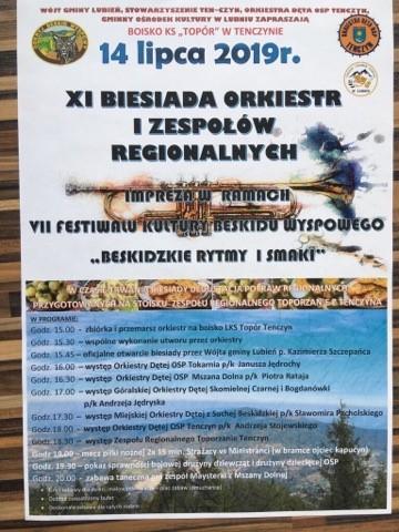 XI Biesiada Orkiestr i Zespół Regionalnych w Tenczynie - zaproszenie