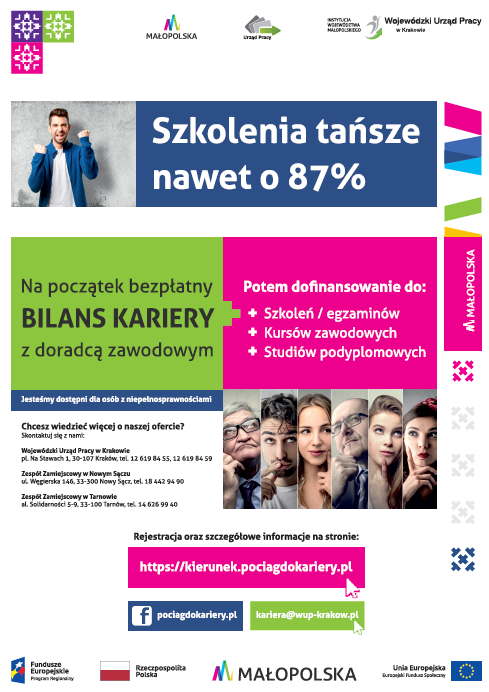 Szkolenia tańsze nawet o 87% - WUP Kraków zaprasza